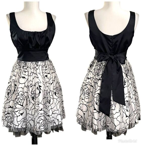 XOXO Babydoll Y2K Floral Tulle Mini Dress Sz 5 S Bow Milkmaid Pin up Whimsy - Picture 1 of 14